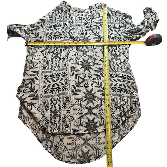 Free People Mia Tunic Blouse Cream Black Aztec Print Boho Long Sleeve Top XS - Picture 6 of 16